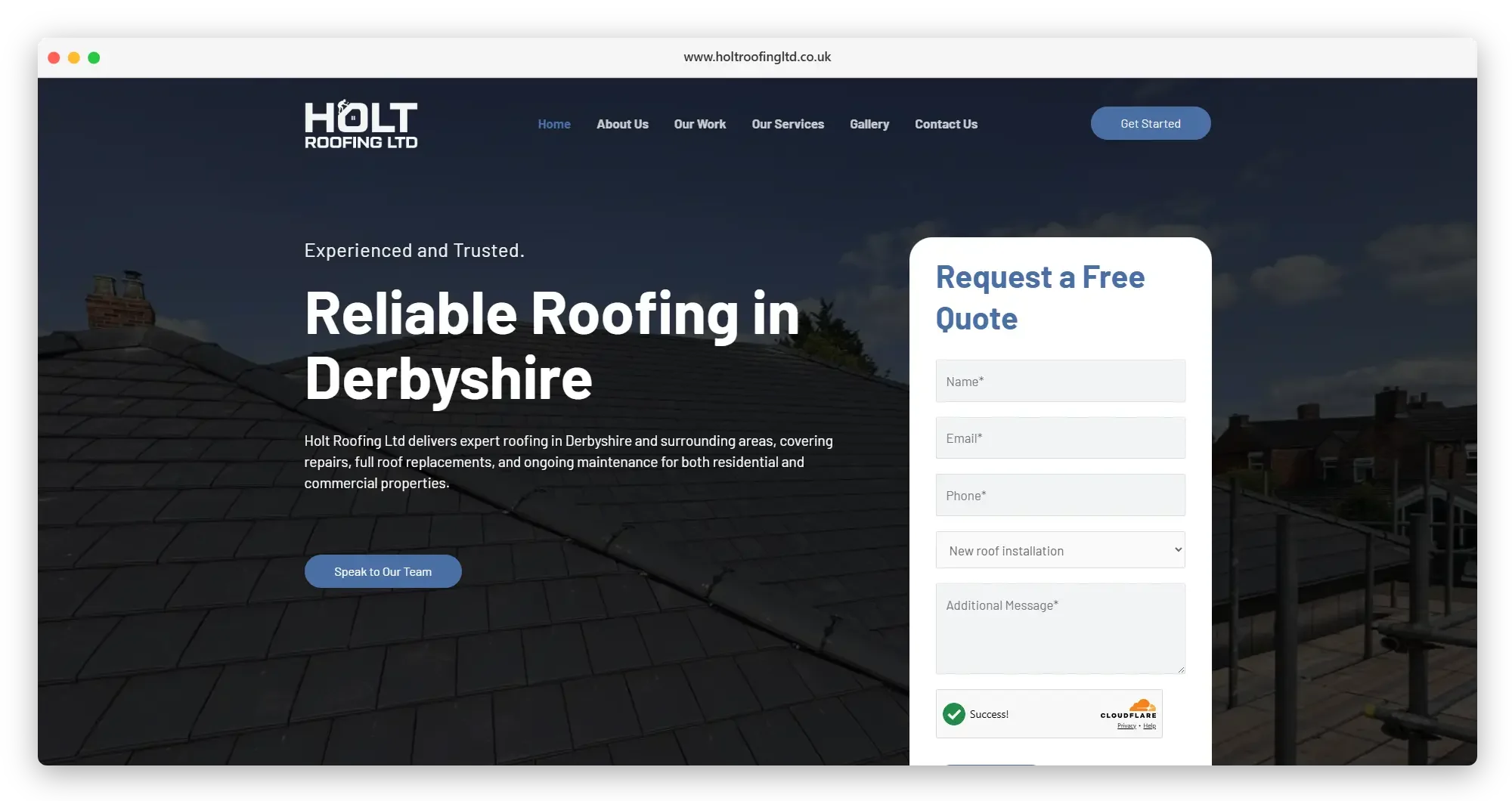 Holt Roofing desktop mockup
